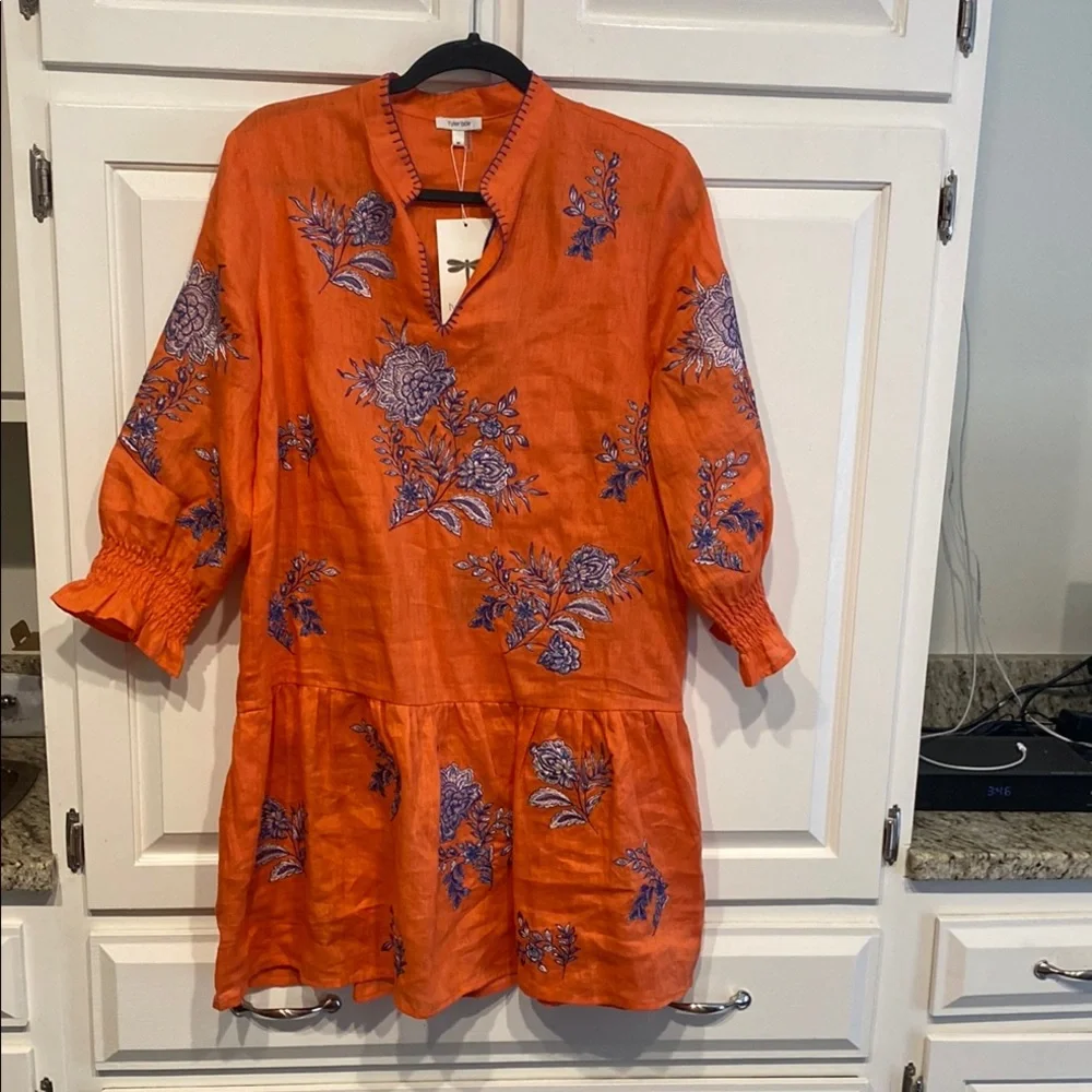 Tyler Boe Tiger Lily Dress with Blue Embroidery - Picture 6 of 10